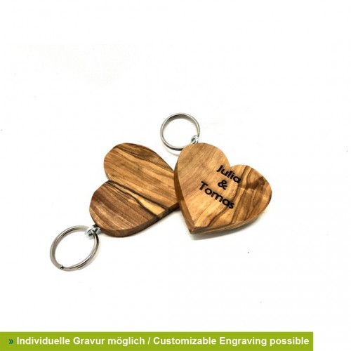 Inspirational Olive Wood Key Tag HEART » D.O.M.