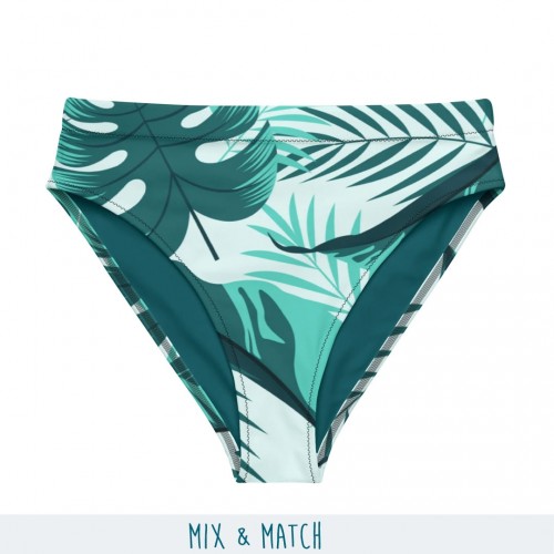 Mix & Match Recycled High Waist Bikini Briefs with Monstera Print » earlyfish