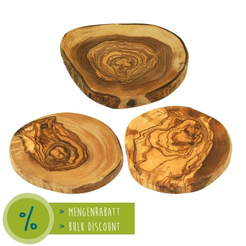 Rustic Round Olive Wood Coasters » D.O.M.