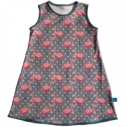 Sleeveless Summer Dress Flamingo Print, Organic Cotton » bingabonga