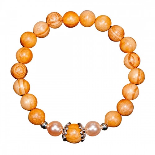 Olive Wood Bracelet V5 with rose beads » D.O.M.