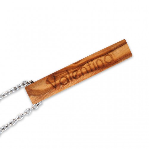 Olive Wood Pendant with customisable engraving | D.O.M.