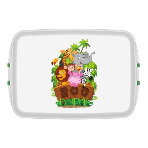 KIDS Lunchbox made from Bioplastics, Zoo print » Biodora