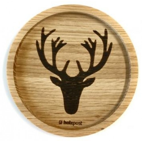 Deer - Solid Oak Wood Coaster - eco gift » holzpost