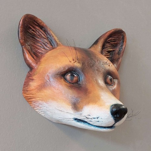 Lifelike coloured Fox Head Sculpture Eco Papier-Mâché » BlumenfischFuchskopf Öko Pappmaché » Blumenfisch