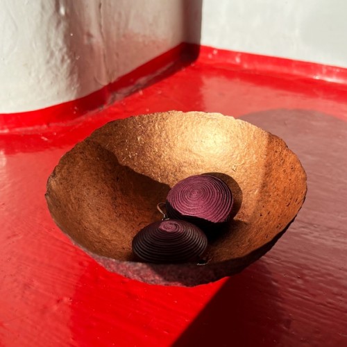 Bicolour Recycled Cotton Paper Mache Bowl Plum/Copper » Sundara