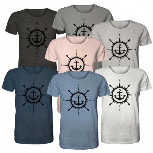 Anchor & Compass Graphic Organic Cotton T-Shirt Melange » earlyfish