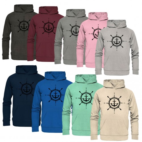 Unisex Organic Hoodie Compass & Anchor Front » earlyfish