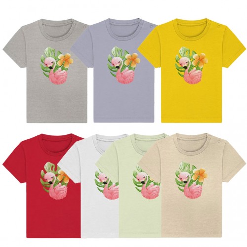 Monstera Flamingo Baby Organic T-Shirt » earlyfish