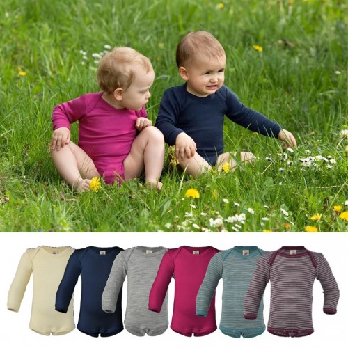 Organic Wool & Silk Long-Sleeved Baby Bodysuit » Engel