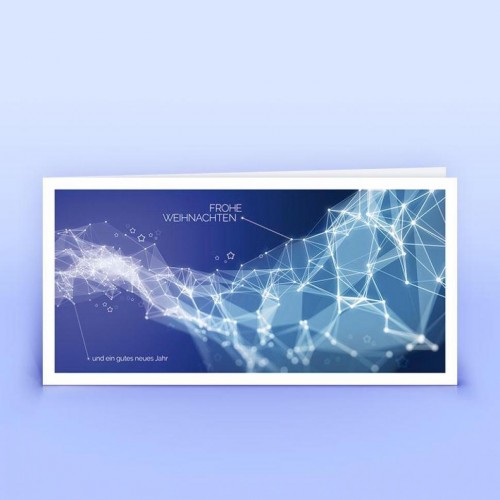 Blue Christmas Card abstract line network » eco-cards