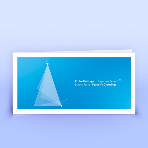 Eco-friendly Transparent Geometric Tree on Blue Christmas Card » eco-cards