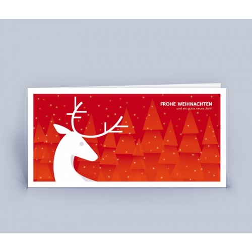 Eco Christmas Card red with Deer - noble design | eco-cards