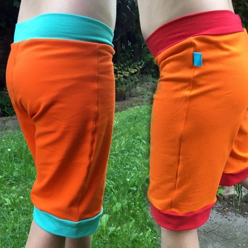 Eco Jersey pull-on Shorts Orange with colourful Waistband | bingabonga