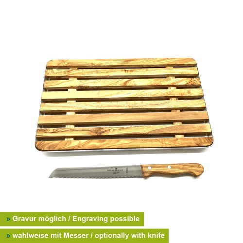 Breadboard & Bread Knife Olive Wood, engraving possible | D.O.M.