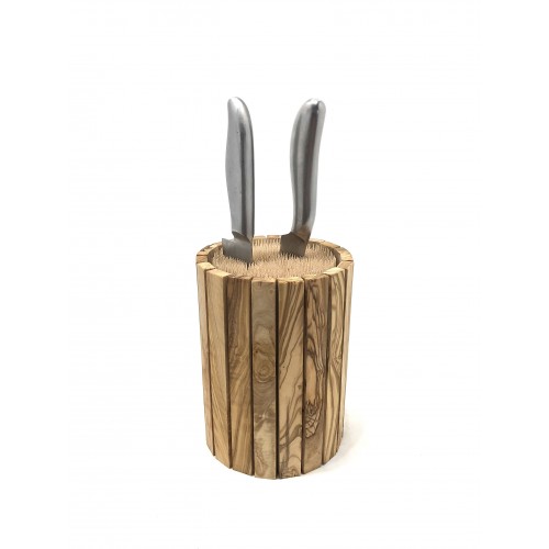 Olive Wood Knife Block BARREL » D.O.M.