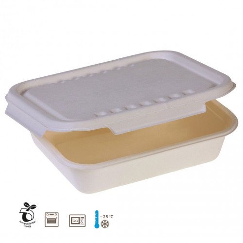 Naturesse® Sugar Cane Menu Boxes 1 Compartment & hinged-lid » Pacovis