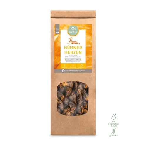 Chicken Hearts dried for dogs, chew snack for BARF » naftie