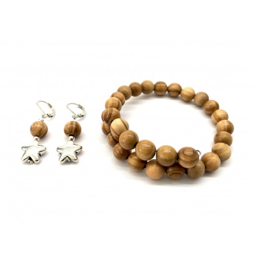 Natural Life Olive Wood Jewellery Set V25 Bracelet & Anklet & Earrings » D.O.M.
