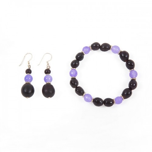 Natural Jewellery Set LALITA Brown/Violet » Sundara