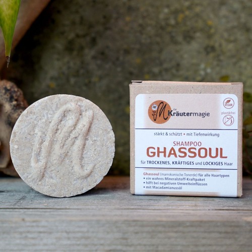 Vegan solid shampoo Ghassoul for all hair types » Kraeutermagie