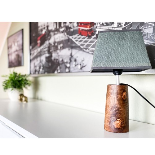 Table Lamp Olive Wood Base Cylinder & olive-green Shade » D.O.M.