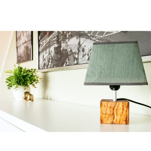 Table Lamp E.S. Olive Wood Base & Textile Shade olive-green » D.O.M. 