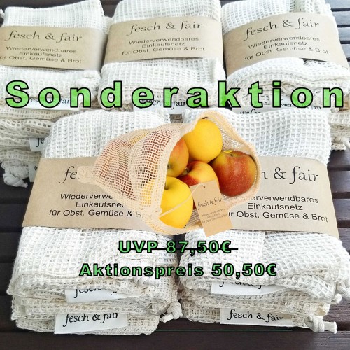 25 Fruit Vegetable Mesh Storage Bags, organic cotton | fesch & fair