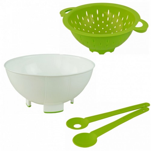 Greenline Salad Set: Bowl, Colander & Cutlery | Gies