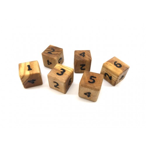Dice made of Olive Wood, 6 pieces | D.O.M.