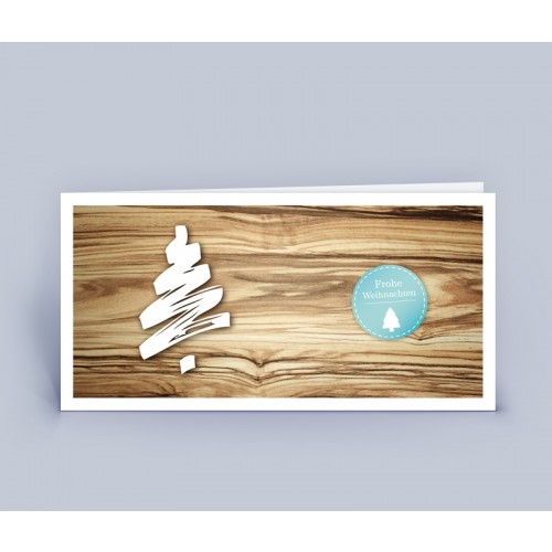 Christmas Card wooden look with Christmas Tree | eco-cards