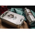 Kids Lunch Box & Bottle Set Princess brown, stainless steel, size L » Tindobo