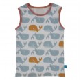Kids Eco Cotton Tank Tops Cute Whale Print - seam colour old pink