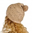 Alpaca pom-pom knit hat Samantha beige | AlpacaOne