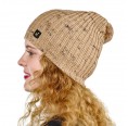 Alpaca Bobble Knit Hat Samantha camel brown | AlpacaOne