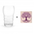 Galileo Gold Drinking Glass Travertin Coaster Set Tree of Life violet » Living Designs
