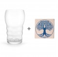 Galileo Gold Drinking Glass Travertin Coaster Set Tree of Life light blue » Living Designs