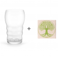 Galileo Gold Drinking Glass Travertin Coaster Set Tree of Life green » Living Designs