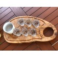 Olive Wood Serving Tray with shot glasses » D.O.M.