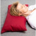 Organic Neck Support Pillow 2 chambers & red linen pillowcase » nahtur-design