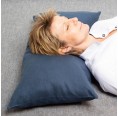 Organic Neck Support Pillow 2 chambers & blue linen pillowcase » nahtur-design
