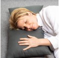 Organic Wool Pillow in quilted Cover & Linen Pillowcase anthracite » nahtur-design