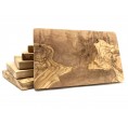 Set of 6 Olive Wood Cutting Board ANGULAR 25x15 cm » D.O.M.