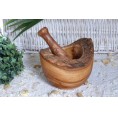 D.O.M. Olive Wood Mortar, Ø 5.51 in, rustic style, & Pestle
