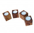 4 pieces olive wood tealight holder | D.O.M.