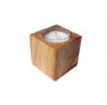 Cube Olive Wood Tea Light Holder | D.O.M.