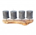 Rustic olive wood candlestick for pillar candles | D.O.M.