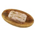Rose vegetable soap in oval olive wood soap dish | D.O.M.
