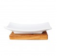 Porcelain Soap Dish on olive wood | D.O.M.