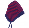 Aubergine/Berry Striped Baby Cap Organic Merino Wool » Reiff